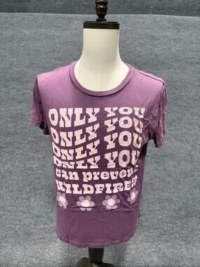 Smokey Bear Shirt Mens XL Purple Only You Wildfires Graphic T-Shirt Tee
